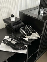 LBSFY  -  Pointed Toe Women Sandals Shining Sequined Cloth Dress Shoes 2024 New Arrivals Party Pumps Wedding Sandals Size 35-39 Black